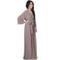 thumbnail image 3 of KOH KOH Long Kimono Sleeve with Sleeves Wrap Fall Winter Empire Waist Flowy Casual Formal Cute Maternity Robe Abaya Tall Maxi Dress Gown For Women Brown / Latte XX-Large US 18-20 NT023, 3 of 4