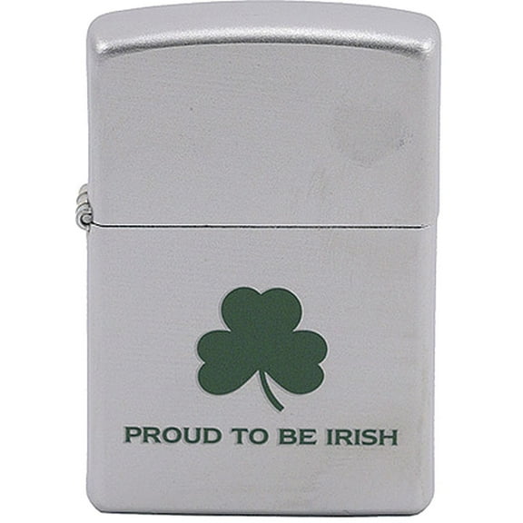Zippo Lighter - Personalized Message Engraved on Backside Lucky Clover Shamrock Windproof Lighter (Irish Leaf Luck Z195)