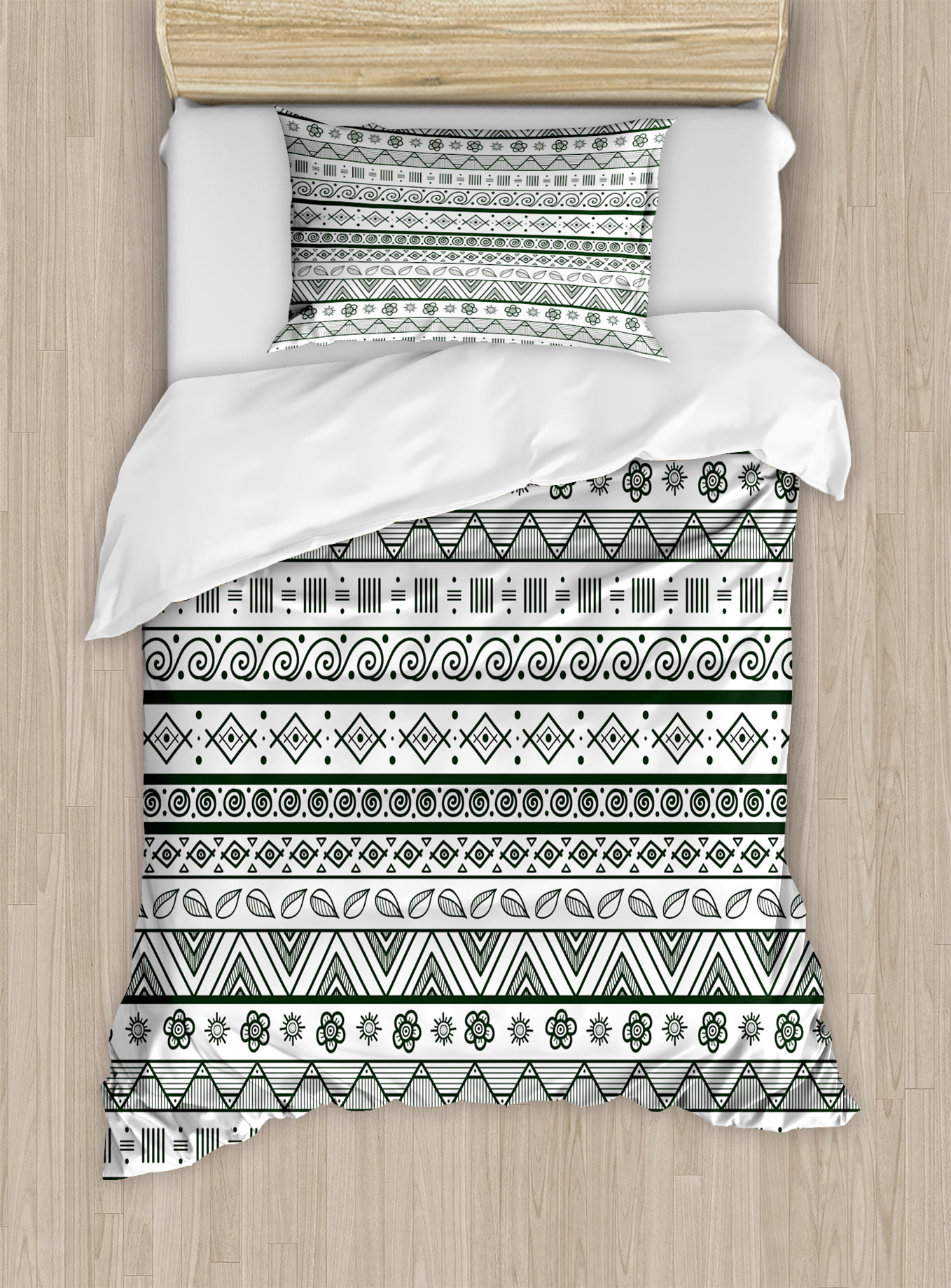 Tribal Twin Size Duvet Cover Set, Indian Aztec Pattern with Primitive ...