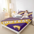 thumbnail image 4 of Feelyou Athlete Helmet Kids Queen Sheet Sets, Est Sleep Football Flat Sheet, Modern Soccer Sports Player Queen Fitted Sheet, Purple Gold Lightweight Room Decor, 4-Piece, 4 of 7