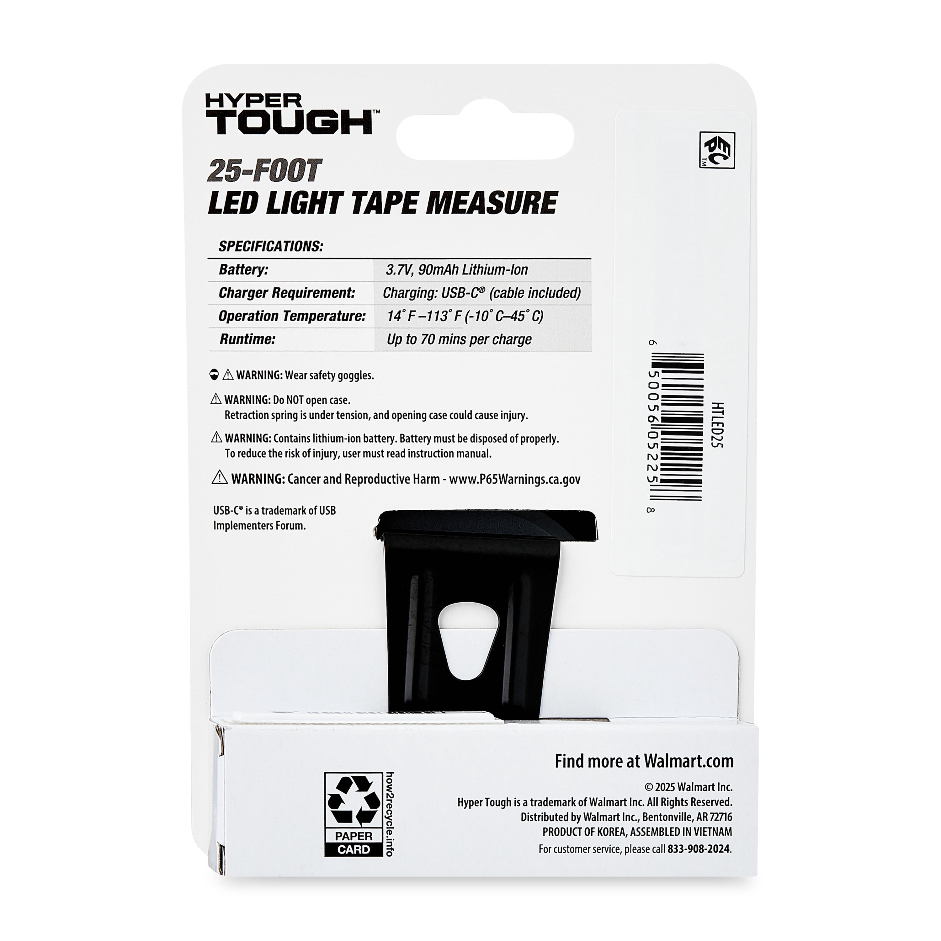Hyper Tough 25ft. LED Tape Measure