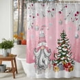thumbnail image 4 of Pink Gnomes Christmas Shower Curtain, Snowflake Xmas Tree Gifts Winter Waterproof Fabric Shower Curtains with 12 Hooks, Bathroom Curtain Set for Bathroom Accessories Decor, 36 x 72 Inches, 4 of 9