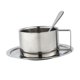 thumbnail image 3 of Juego de taza de café de acero inoxidable con plato y cuchara, taza de café reutilizable, taza de leche Juego de 200ML, 3 of 9