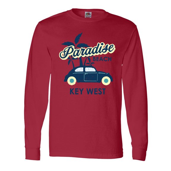 Inktastic Paradise Beach in Key West with Palm Trees and Car Long Sleeve T-Shirt