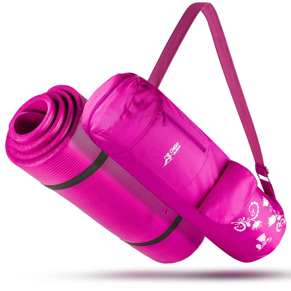Yoga Mat With Carrying Strap & Matching Bag Hot Pink For Yoga
