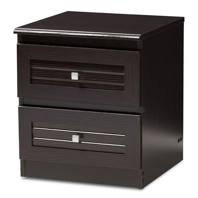 Baxton Studio MH5013-Wenge-NS Carine Modern & Contemporary Wenge Brown Finished 2-Drawer Nightstand