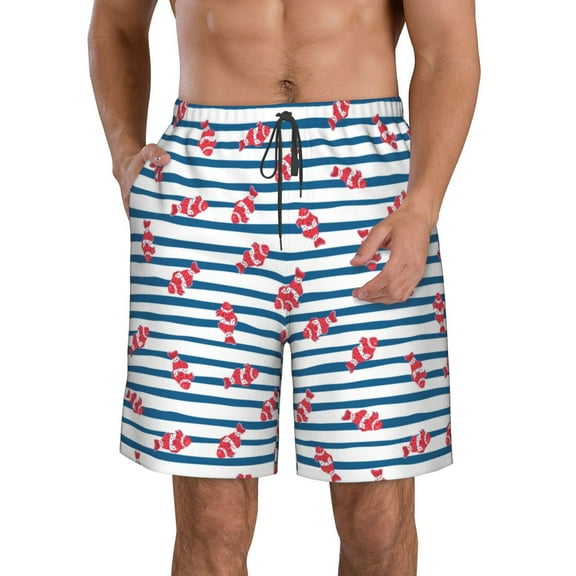 Naloa Clown Fish Men's Beach Shorts, Surfing shorts, Swim trunks, Quick Dry Swim Trunks for Surfing Beach Fun - Small