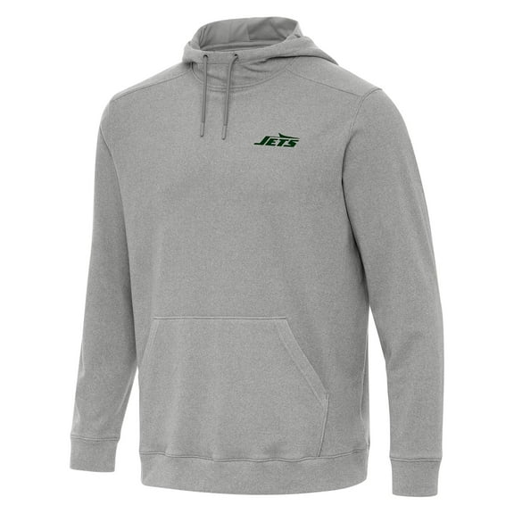 Men's Antigua Heather Gray New York Jets Cloud Pullover Hoodie