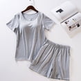 thumbnail image 4 of Baberdicy Pajamas for Women, Women's Casual Summer Loose Strap Chest Pad Short Sleeve Top Shorts Pajamas Set Nightgowns for Women, 4 of 4