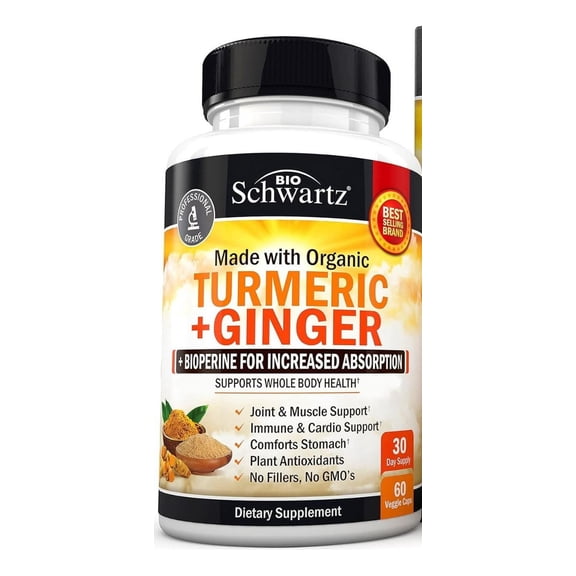 Suplemento de cúrcuma y jengibre BioSchwartz 1000mg 60 cápsulas