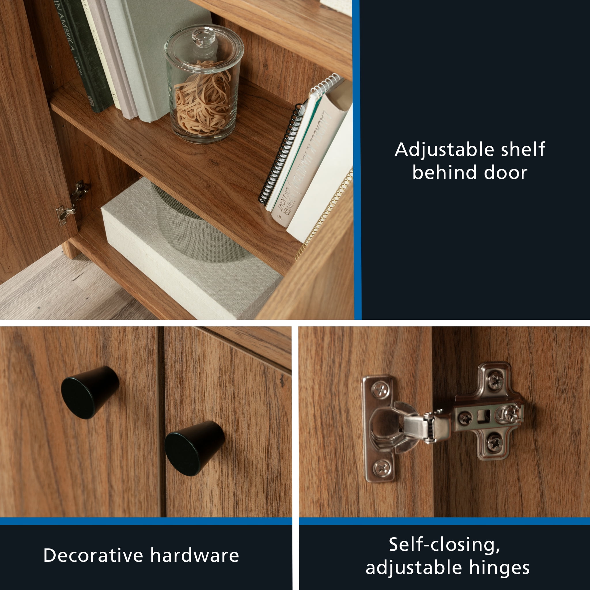 Mainstays Westley 5 Shelf Bookcase with Doors, Warm Walnut Finish