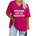 thumbnail image 1 of Camisetas de Verano de las Mujeres de Manga Corta con Cuello en V de Gran Tamaño Camiseta Deportiva Sólida, Base Cómoda Casual, 1 of 4