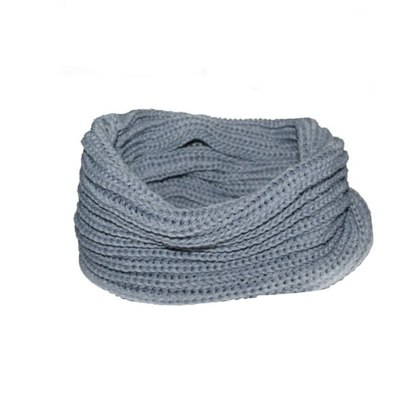 Women Winter Warm One Circle Knit Wool Blend Cowl Loop Scarf Shawl Thick Neckerchief (Light Grey)