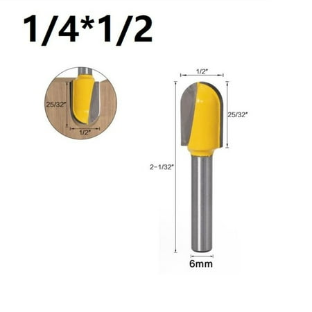 

BCLONG Long Blade Round Nose Wood Router Bit Long Reach Core Box Cutter 6.35mm Shank
