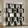 thumbnail image 6 of DIYART Black 5-Tier Geometric Bookcase, S-Shaped Modern Bookshelf set of 2, 5 Tier Bookshelf for Living Room, 6 of 7