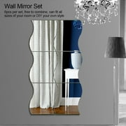 Wavy Wall Mirror Sticker,6Pcs Acrylic Waves Shape Wall Mirror Sheets Combination Mirror Tile Home Decor