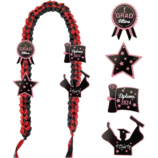 HUGFEGWE Graduation Leis with Tassel 2024 Graduation Honor Cords Money Ribbon Leis Class of 2024 Graduation Collar Wreath Gift (Red,47.2X1.3In) CJB91-116516