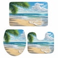 thumbnail image 2 of Ocean Beach Bathroom Rugs Set Palm Trees Non Slip Absorbent Soft Bath Mats 3 Piece Set with Bathroom Rug, U-Shaped Floor Mat, Toilet Seat Cover Small Size, 2 of 9