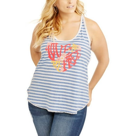 Juniors' Plus Stripe Graphic Tank
