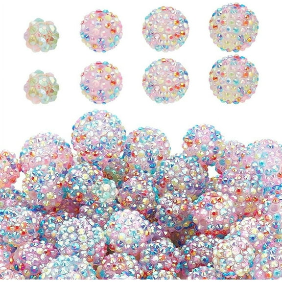 100pcs Resin Rhinestone Beads - 5 Size AB Color Disco Balls 10/16/18/20/22mm Colorful Rhinestones for Jewelry Phone Chain Beaded Crafts Colorful DIY