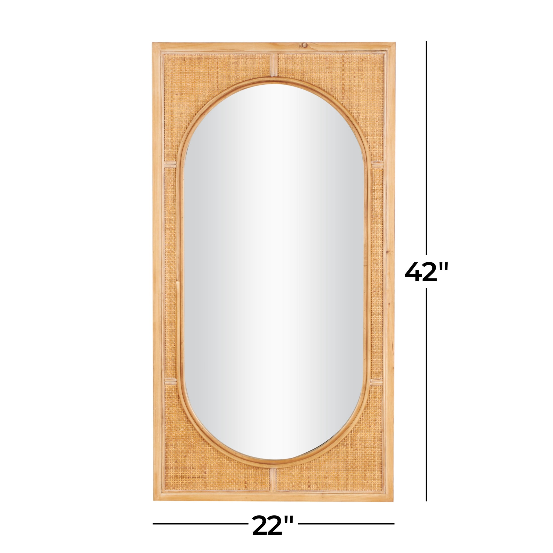 DecMode 22" x 42" Brown Wall Mirror with Oval Center