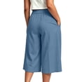 thumbnail image 5 of Mifsaly Plus Size Cropped Linen Pants Women Pleated Front High Waist Capris Lightweight Flowy Everyday Casual Work Office Bottoms with Pockets Blue,XL, 5 of 7