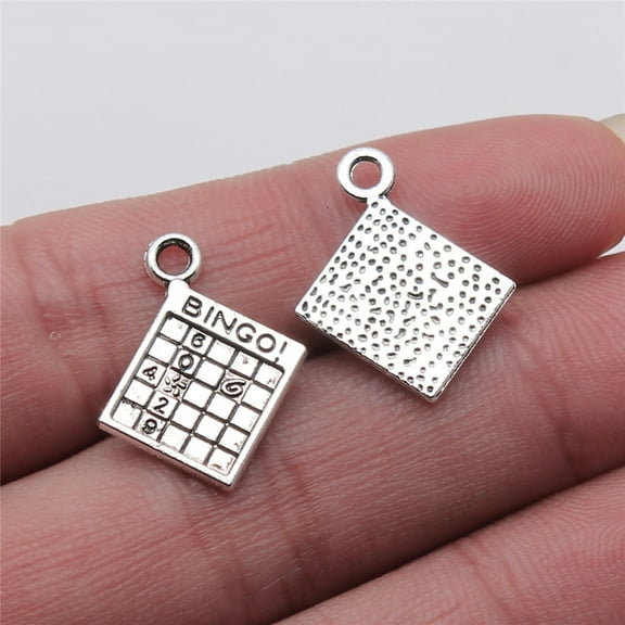 HOOUN Multicolour 160 Pcs Tibetan Silver Bingo Game Charms 15X17MM Diy Making B15063-Tibetan Silver