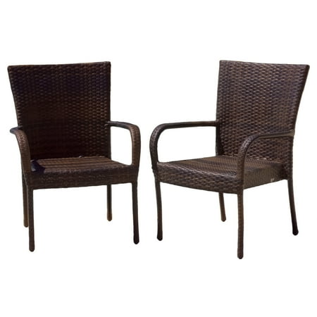 Kailua Outdoor Wicker Dining Arm Chairs, Set Of 2, Multiple Colors