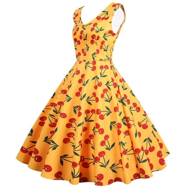 Pompotops Robe de Soirée Sans Manches pour Femmes Années 1950