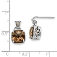 thumbnail image 3 of 925 Sterling Silver With Real 14kt Smoky Quartz Earrings; for Adults and Teens; for Women and Men, 3 of 3