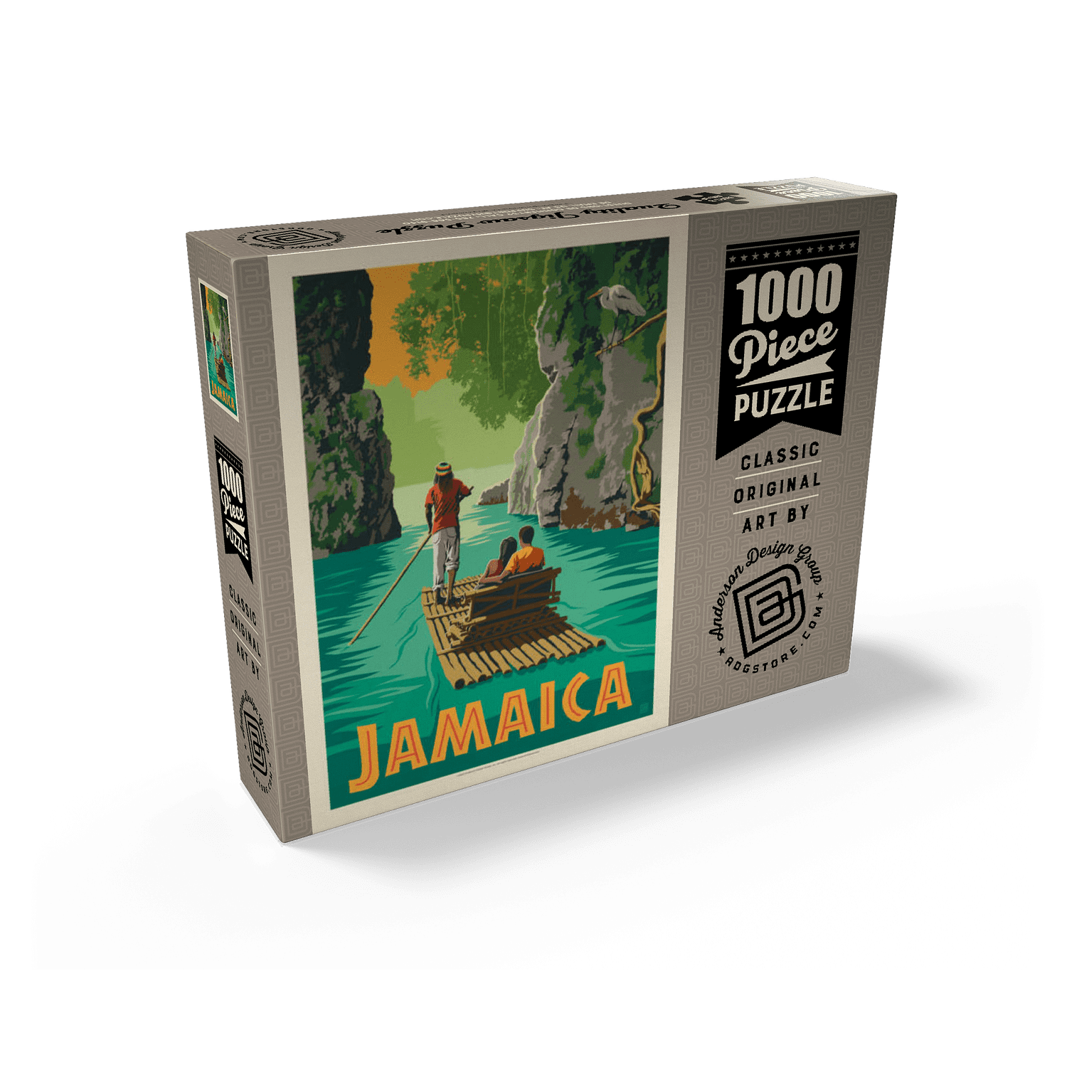 MyPuzzle - Jamaica: Rafting In Paradise, Vintage Poster - Premium 1000 Piece Jigsaw Puzzle for Adults