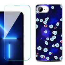 For For iPhone 16e Phone Case Cover, Shockproof Case with Tempered Glass Screen Protector, by OneToughShield - Blossom Stars