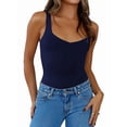 thumbnail image 2 of Womens U-Neck Tank Tops for Women 2025 Slim Fitted Soft Basic Shirts Blue S, 2 of 9