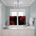 thumbnail image 3 of Red Rose Kitchen Curtains Small Short 39 Inch Length, Vintage Abstract Garden Flower Floral Black Grommet Top Bedroom Living Room Curtains, Light Filtering Cafe Curtain Drapes 2 Panels Set 55''x39'', 3 of 9