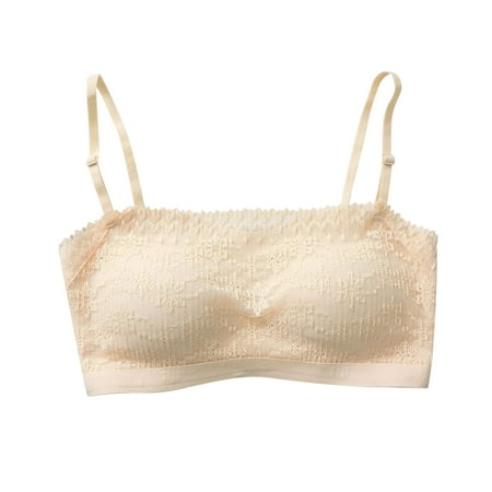Fesfesfes Womens Strapless Bra With Detachable Line Girth Top Non-Slip Push-up Bra Wireless Bras for Young Ladies