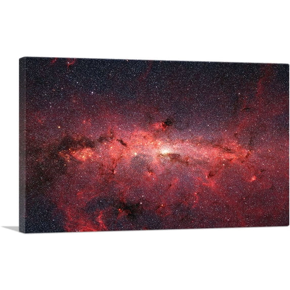 ARTCANVAS Milky Way Galaxy in Red Hubble Telescope Canvas Art Print - Size: 12" x 8" (0.75" Deep)