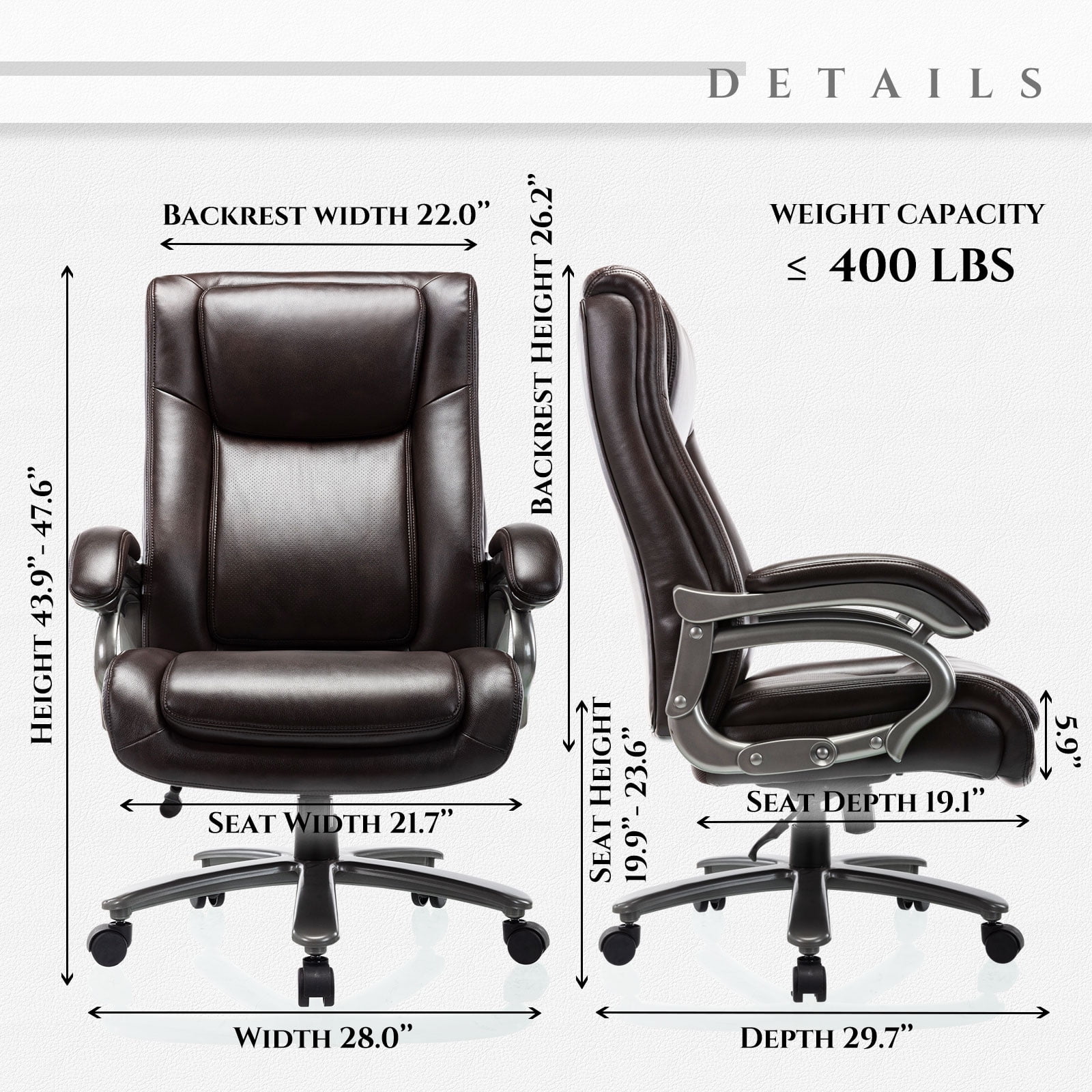 Snugway Big and tall High Back Office Chair with Headrest and 3D