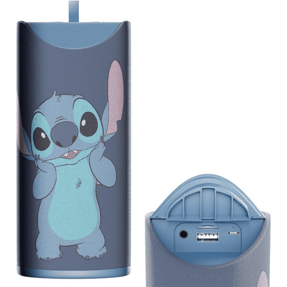 Disney Lilo and Stitch Splashproof Rechargeable Portable Speaker, Home Audio Gift for Stitch Fans