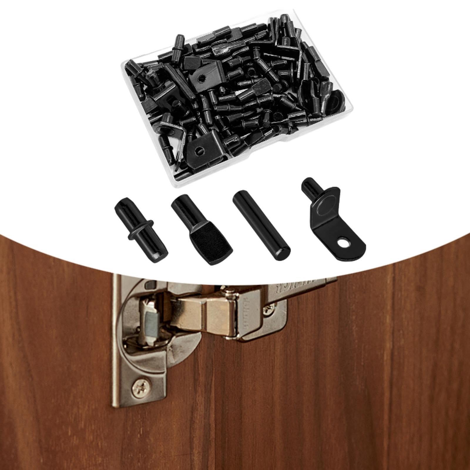 WLPZXP 104x Shelf Pins Holders Metal Pegs Assortment Versatile Nickel Shelf Bracket Pegs for Cupboard Pantry Shelving Bracket black