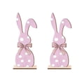thumbnail image 2 of 2PC Easter Decorations for Home Indoor Spring Bunny Table Tiered Tray Decoration Wooden Farmhouse Table Centerpiece Rabbit for Easter Home Spring Party Tabletop Decor (Pink), 2 of 7