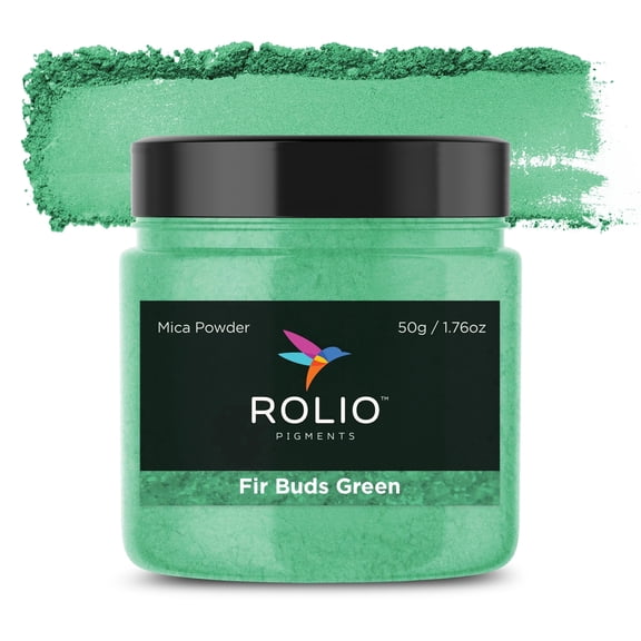 Rolio Mica Powder - Pigment for Paint Mixing & Blending for Epoxy Resin, Soap, Nails, Slime & Bath Bombs - 50g, 1 Jar, Fir Buds Green