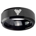 thumbnail image 2 of Tungsten Phoenix 8mm Glossy Black Polished Beveled Edges Men Ring, 2 of 2