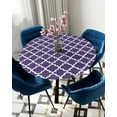 thumbnail image 5 of nqOlkjepod Purple Moroccon Round Tablecloth, Fitted Table Cover with Elastic for 36"-44" Round Tables, Country Chic Ethnic Minimalist Motifs Table Cloth Outdoor Dinning Party Waterproof Tablecloths, 5 of 6