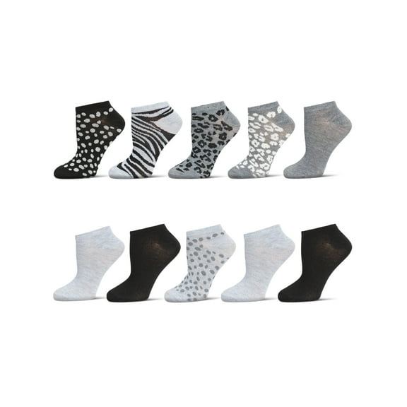 MeMoi Women's 10 Pair Pack Animal Print Low Cut Socks - Mens - Male
