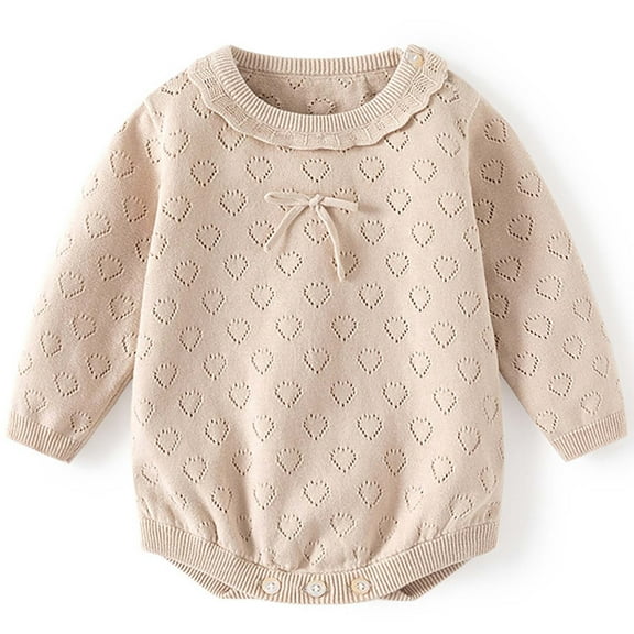 lulshou Baby Onesie Girls Boys Bodysuit Hollow Thin Lace Collar Baby Bodysuit Long-Sleeved Crawling Pajamas Jumpsuit Outfit