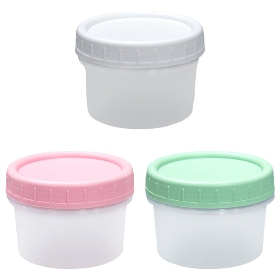 3Pcs 4oz Plastic Containers with Lids, Food Storage Containers Reusable, Dishwasher Freezer Safe, Takeout Jar