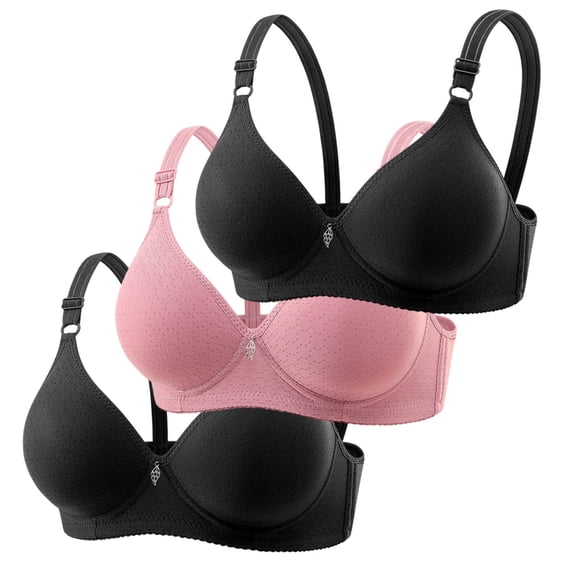 Telankuip 3PCS Bras for Women No Underwire Push up Thin Cup Breathable Bralettes 2025 Everyday Wear Plus Size Comfort Wire Free Full Coverage Supportive Bras Multicolor3 44