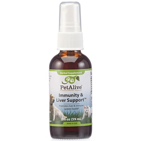 PetAlive Immunity and Liver Support Oral Spray - All Natural Herbal Supplement Promotes Liver and Immune System Health in Cats and Dogs - 59