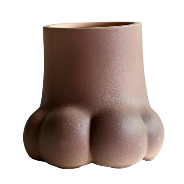 Florero de Cerámica con Forma de Garra de Gato, Florero de , Elegante Recipiente para Arreglos Florales Hecho a Mano para Cocina, Estudio, Of Marrón
