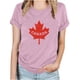 thumbnail image 1 of Camisetas de Manga Corta para Mujeres Canadá Día Hoja de Arce Impresión Básica de Verano Tee, Cuello Redondo Camiseta Casual, 1 of 3